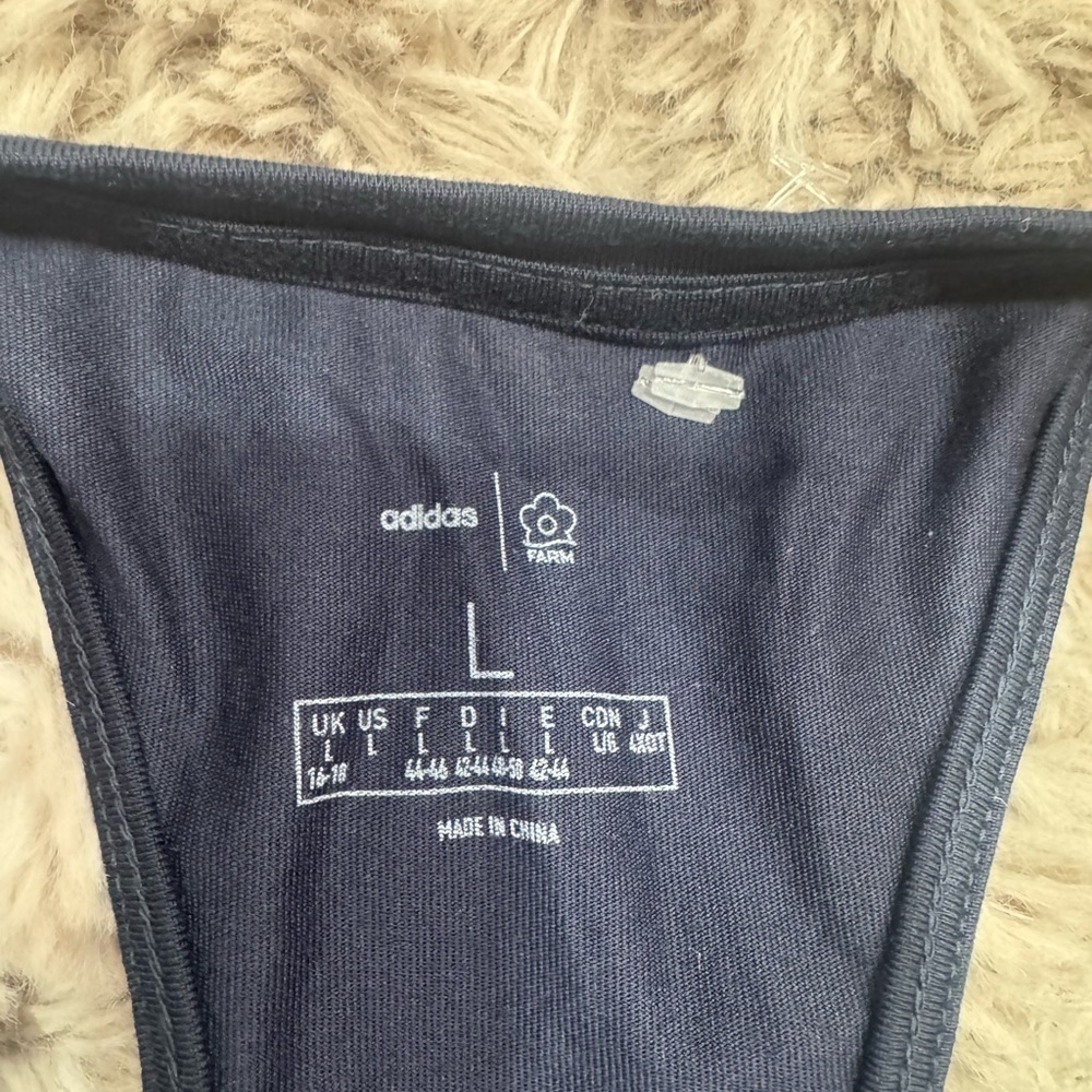Adidas Women's Blue and White Patterned Tank Top - Picture 2 of 3
